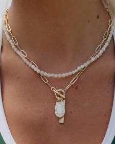 Elisa Gold Enamel Link and Chain Necklace
