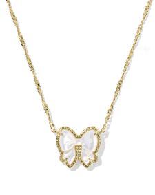 Haley Bow Gold Short Pendant Necklace 