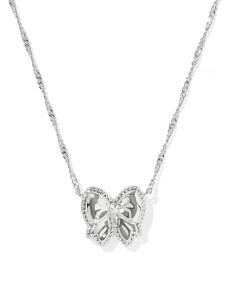 Haley Bow Silver Short Pendant Necklace 