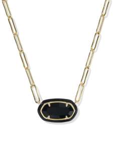 Elisa Enamel Frame Gold Paperclip Necklace