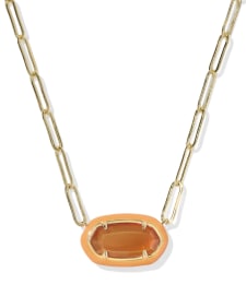 Elisa Enamel Frame Gold Paperclip Necklace