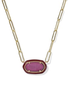Elisa Enamel Frame Gold Paperclip Necklace