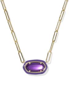 Elisa Enamel Frame Gold Paperclip Necklace