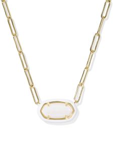 Elisa Enamel Frame Gold Paperclip Necklace