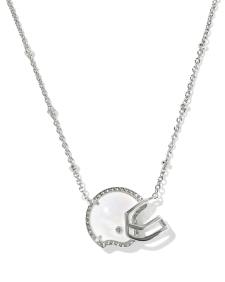 Football Helmet Silver Short Pendant Necklace
