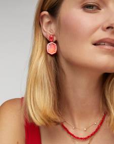 Daphne Enamel Frame Gold Drop Earrings