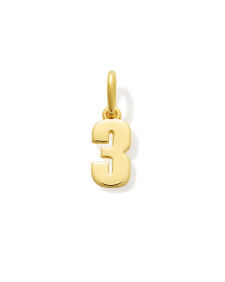 Metal Number 3 Charm in 18k Gold Vermeil