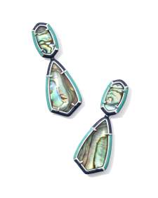 Camry Silver Enamel Frame Statement Earrings in Abalone