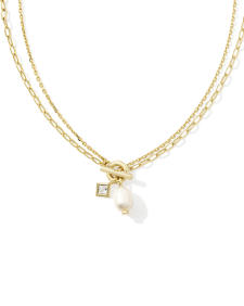 Eve Gold Chain Multi Strand Necklace in Freshwater Cultured Pearl