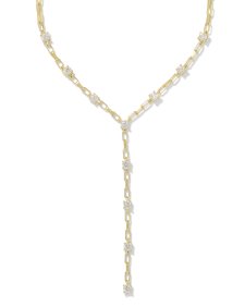 Lexi Gold Y Necklace in White CZ