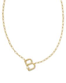 Pearl Gold Letter B Short Pendant Necklace in Freshwater Cultured Pearl
