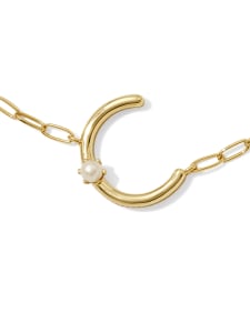 Pearl Gold Letter C Short Pendant Necklace in Freshwater Cultured Pearl