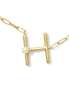 Pearl Gold Letter H Short Pendant Necklace in Freshwater Cultured Pearl