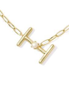 Pearl Gold Letter I Short Pendant Necklace in Freshwater Cultured Pearl