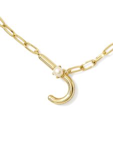 Pearl Gold Letter J Short Pendant Necklace in Freshwater Cultured Pearl