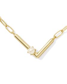 Pearl Gold Letter L Short Pendant Necklace in Freshwater Cultured Pearl