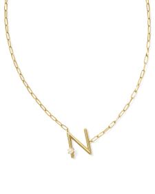 Pearl Gold Letter N Short Pendant Necklace in Freshwater Cultured Pearl