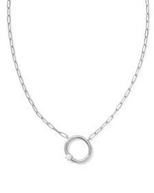 Pearl Silver Letter O Short Pendant Necklace in Freshwater Cultured Pearl