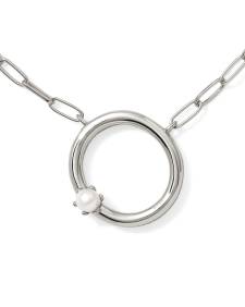 Pearl Silver Letter O Short Pendant Necklace in Freshwater Cultured Pearl