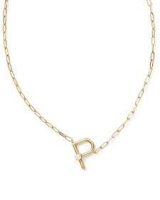 Pearl Gold Letter P Short Pendant Necklace in Freshwater Cultured Pearl