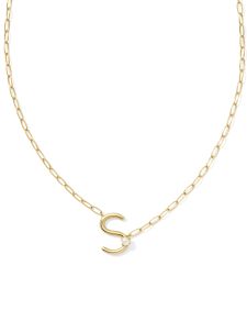 Pearl Gold Letter S Short Pendant Necklace in Freshwater Cultured Pearl