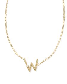 Pearl Gold Letter W Short Pendant Necklace in Freshwater Cultured Pearl