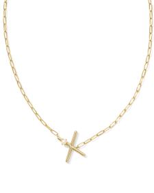 Pearl Gold Letter X Short Pendant Necklace in Freshwater Cultured Pearl