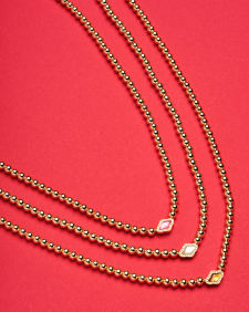 Abbie Gold Beaded Necklace in Natural Mother-of-Pearl