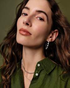 Lexi Silver Hoop Earrings in White CZ