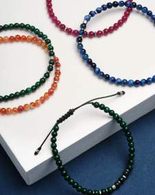 Otto Oxidized Sterling Silver Beaded Bracelet in Orange Banded Agate