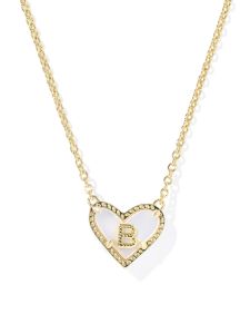 Ari Heart Letter B Gold Short Pendant Necklace