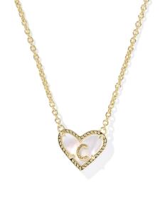 Ari Heart Letter C Gold Short Pendant Necklace