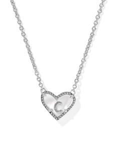 Ari Heart Letter C Silver Short Pendant Necklace