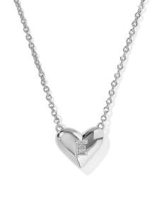 Ari Heart Letter E Silver Short Pendant Necklace