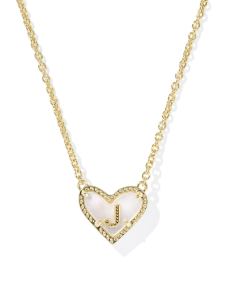 Ari Heart Letter J Gold Short Pendant Necklace