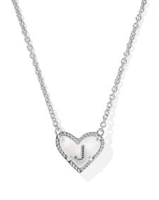 Ari Heart Letter J Silver Short Pendant Necklace