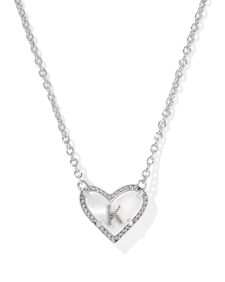 Ari Heart Letter K Silver Short Pendant Necklace