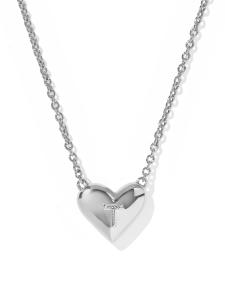 Ari Heart Letter T Silver Short Pendant Necklace