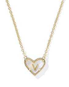Ari Heart Letter V Gold Short Pendant Necklace
