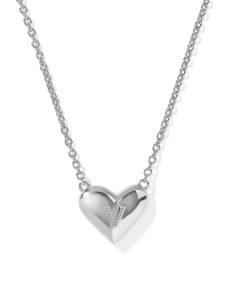 Ari Heart Letter V Silver Short Pendant Necklace