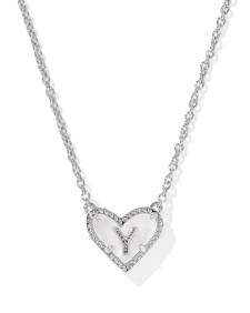 Ari Heart Letter Y Silver Short Pendant Necklace