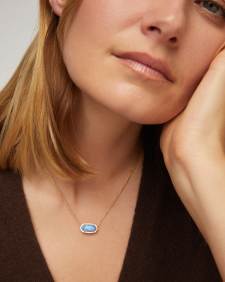 Elisa Gold Pendant Necklace in Black Opaque Glass