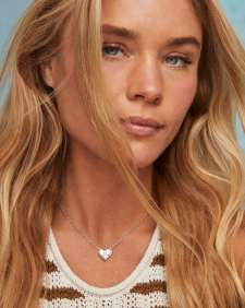 Ari Heart Letter K Silver Short Pendant Necklace