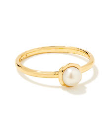 Davie Pearl 18k Gold Vermeil Band Ring in Freshwater Cultured Pearl