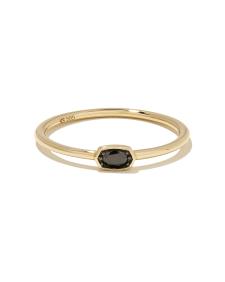 0.11 ct Marisa 14k Yellow Gold Oval Solitaire Band Ring in Black Diamond