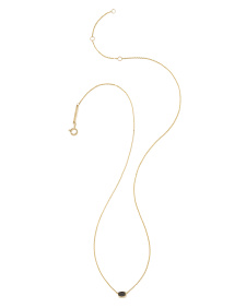 0.11 ct Marisa 14k Yellow Gold Oval Solitaire Pendant Necklace in Black Diamond