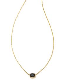 0.11 ct Marisa 14k Yellow Gold Oval Solitaire Pendant Necklace in Black Diamond