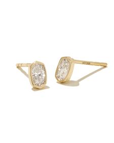 0.22 ct Marisa 14k Yellow Gold Oval Solitaire Stud Earrings in White Diamond