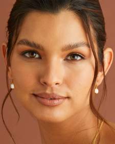 Davis 18k Gold Vermeil Small Drop Earrings in Ivory Mother-Of-Pearl