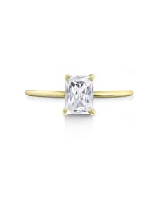 2 ct Solitaire N-S Emerald Engagement Ring in 14k Yellow Gold